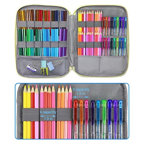 YOUSHARES Kolorowy piórnik z 192 przegródkami - Pojemny organizer na ołówki, długopisy i kredki akwarelowe Prismacolor - Długopisy żelowe dla artysty - Kot wielkofasetowy - obrazek 7