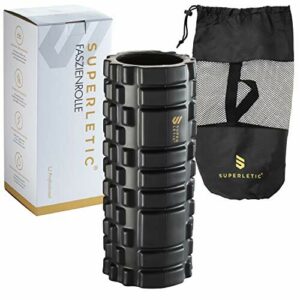 Superletic - profesjonalny wałek do masażu powięzi z pianką i wypustkami - czarny