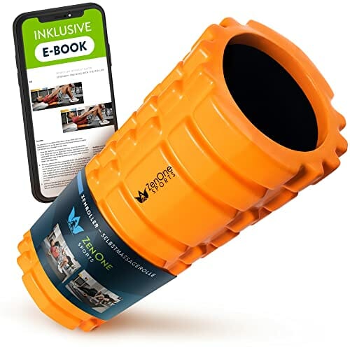 ZenRoller - Piankowy wałek do masażu mięśni głębokich tkanek | Masażer punktowy | Łagodzenie napięcia mięśni | Wspomaganie krążenia krwi i regeneracji mięśni | E-book i plakat do ćwiczeń | Pomarańczowy