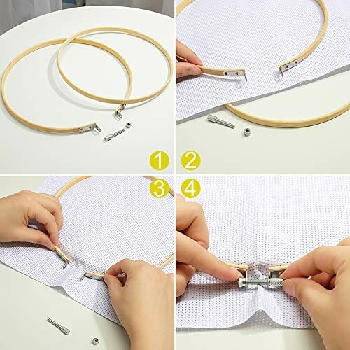 Zestaw do haftowania MOOING 205 sztuk - zestaw startowy z instrukcją, 100 kolorowych nici, 5 drewnianych ramek do haftowania - obrazek 5