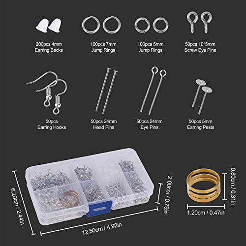 Zestaw materiałów do produkcji biżuterii: naprawczy kolczyków, haczyki, tyłki, słupki, śruby oczkowe, szpilki dla początkujących - obrazek 5