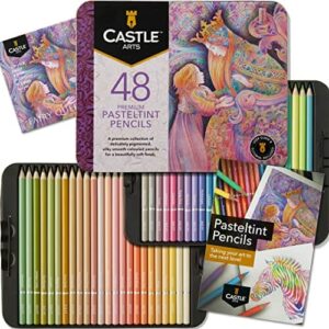 Castle Art Supplies Zestaw 48 kolorowych kredek Pasteltint, wysokiej j