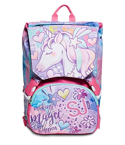 SJ GANG Rozszerzony plecak szkolny dla dziewczynki - Różowy, Wielu Zniknął, Maxi Capienza 28 lt, Flip System - Nowoczesny styl - obrazek 8