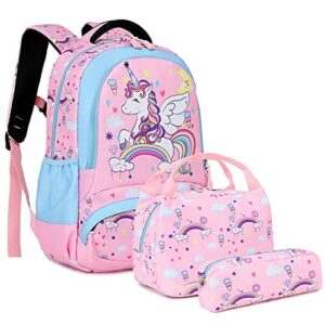 Dziewczęcy plecak szkolny z jednorożcem - zestaw tornistra do szkoły podstawowej