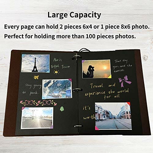 Album fotograficzny ZEEYUAN - skórzana fotoksiążka w stylu vintage z mapą świata - idealny prezent na Walentynki, urodziny i Boże Narodzenie dla par i przyjaciół - obrazek 2