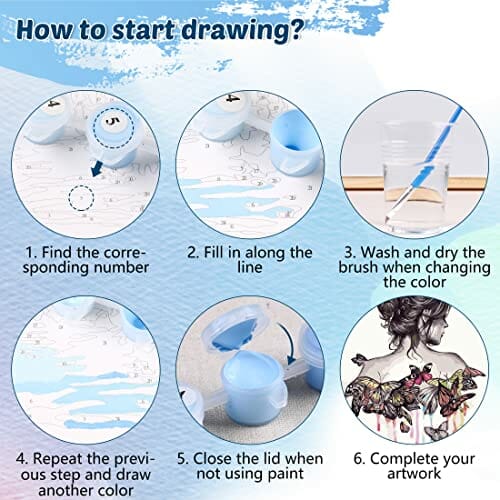 WISKALON - Drewniane ramki do malowania według numerów dla dorosłych i dzieci - zestaw do samodzielnego malowania według numerów - na płótnie z lupą 3-krotną, farbami akrylowymi i pędzlami - Beauty Girl - obrazek 3