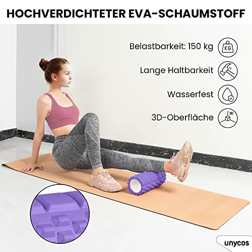 Unycos – Wałek do masażu mięśni – Ultralekki wałek piankowy – Narzędzie do samodzielnego masażu (fioletowy) - obrazek 2