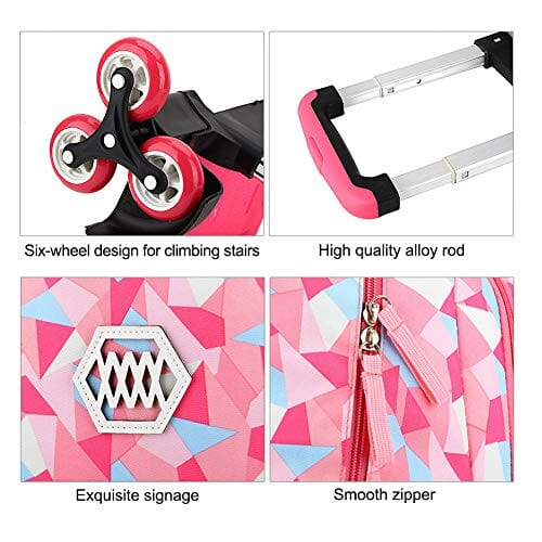 Dziewczęcy Plecak na Kółkach Urocza Tornister na Kółkach dla Uczniów S - obrazek 4