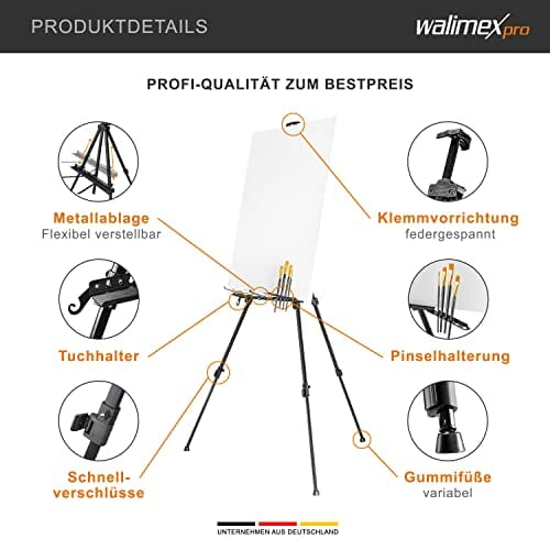 Walimex Pro Sztaluga Biały/Czarny L (Max 165 cm) - Profesjonalna sztaluga fotograficzna dla maksymalnej wygody i wszechstronności - obrazek 5