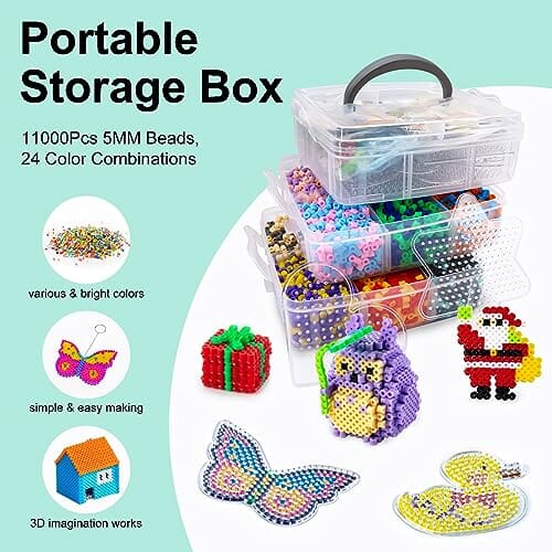 Zestaw koralików do prasowania dla dzieci - 11000 sztuk, 5 mm, DIY, biżuteria, dekoracje - obrazek 5