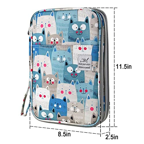 YOUSHARES Kolorowy piórnik z 192 przegródkami - Pojemny organizer na ołówki, długopisy i kredki akwarelowe Prismacolor - Długopisy żelowe dla artysty - Kot wielkofasetowy - obrazek 4