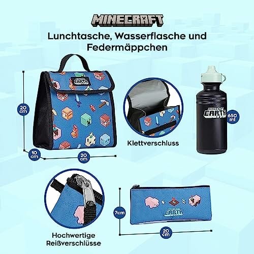 Minecraft Plecak szkolny dla chłopców - Niebieski, Jeden rozmiar - obrazek 5