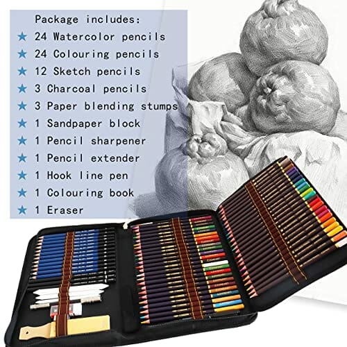 Kredki do rysowania - 72-częściowy zestaw artystyczny dla dzieci i dorosłych - obrazek 5
