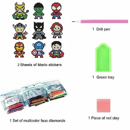 9 szt. superbohater diamentowy obraz XINBOHUI - dzieci malarstwo diamentowe 12 szt. bohater DIY postacie z kreskówek Encanto diamentowe malowanie naklejki wzory diamentowe zestawy do malowania dla - Kup teraz i stwórz własne dzieło sztuki diamentowej! - obrazek 7