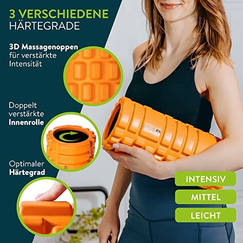 ZenRoller - Piankowy wałek do masażu mięśni głębokich tkanek | Masażer punktowy | Łagodzenie napięcia mięśni | Wspomaganie krążenia krwi i regeneracji mięśni | E-book i plakat do ćwiczeń | Pomarańczowy - obrazek 6