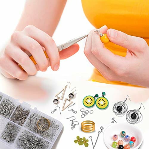 Zestaw materiałów do produkcji biżuterii: naprawczy kolczyków, haczyki, tyłki, słupki, śruby oczkowe, szpilki dla początkujących - obrazek 7