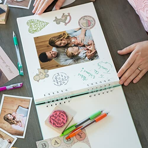 Album do scrapbookingu 12x10 cm - niebieski, idealny prezent na baby shower, walentynki i zaręczyny - obrazek 3