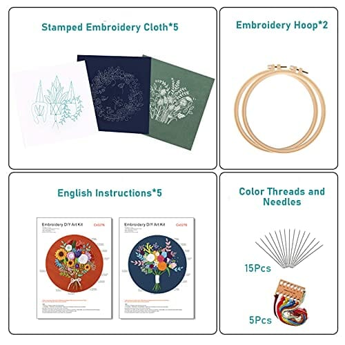 Zestaw startowy do haftowania dla początkujących - 5 sztuk, instrukcja, ramki, nić, narzędzia, dekoracja "zrób to sam" - obrazek 4