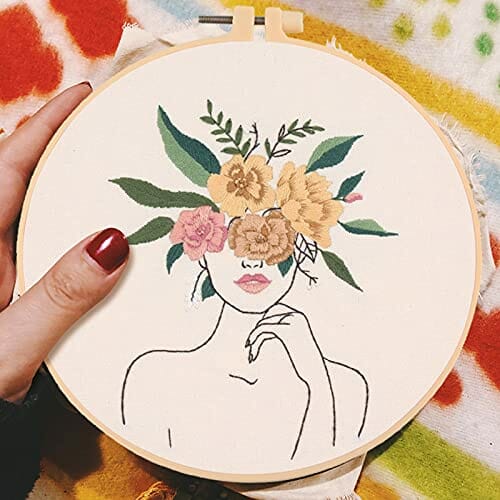 Gukasxi - Zestaw do haftowania dla początkujących z kwiatowym wzorem - obrazek 3