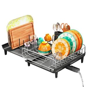 SAYZH Stojak do suszenia naczyń z ociekaczą i stojakiem na talerze - regulowany, rozszerzalny, bez zarysowań