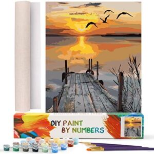 WISKALON zestaw do malowania bez ramek - dla początkujących, dorosłych i dzieci - zachód słońca 40,6 x 50,8 cm: Kreatywna przygoda dla wszystkich!