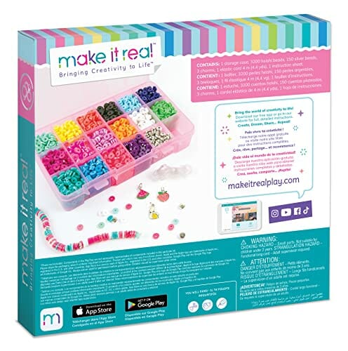 Zestaw koralików Make It Real z koralikami Heishi, srebrnymi zawieszkami i etui do przechowywania - idealne do bransoletek przyjaźni - sztuka i rękodzieło od 8 lat - obrazek 7
