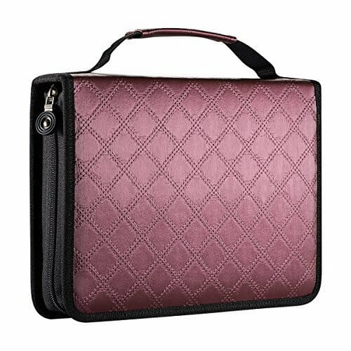 WINSHEA Piórnik ze skóry PU, 120 przegródek, duża pojemność, zapinany na zamek błyskawiczny - idealny dla uczniów, piórnik, kolorowe kredki, organizer, artykuły pa (fioletowo-czerwony)