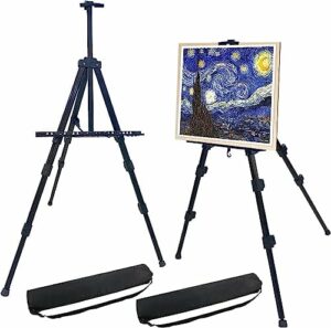 WerkWeit Stojak na sztalugę 2-pak 183 cm - Gruby aluminiowy metalowy statyw, regulowana wysokość, przenośna torba - Czarny