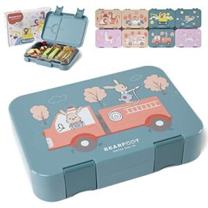 BEARFOOT Bento Box M dla dzieci, niebieski - Fire Bunny, 2 przegródki,