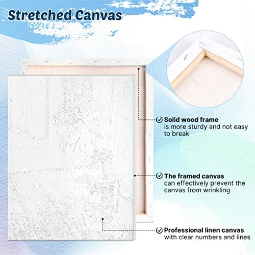 WISKALON - Drewniane ramki do malowania według numerów dla dorosłych i dzieci - zestaw do samodzielnego malowania według numerów - na płótnie z lupą 3-krotną, farbami akrylowymi i pędzlami - Beauty Girl - obrazek 5