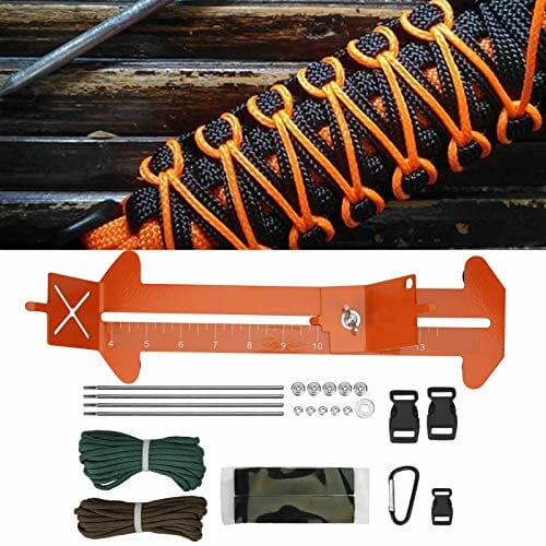 Zestaw do tworzenia bransoletek Jig urządzenie do tworzenia opasek na nadgarstek z 2 paracordami i 3 czarnymi klamrami do plecionki Paracord bransoletka DIY Knit Tool - obrazek 5