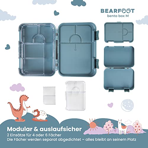 BEARFOOT Bento Box M dla dzieci, niebieski - Fire Bunny, 2 przegródki, - obrazek 3