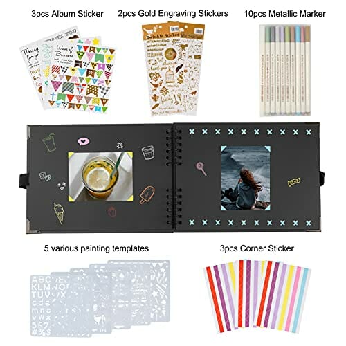 Album fotograficzny DIY dla par - kreatywny, ręcznie wklejony, A4, czarny - obrazek 6