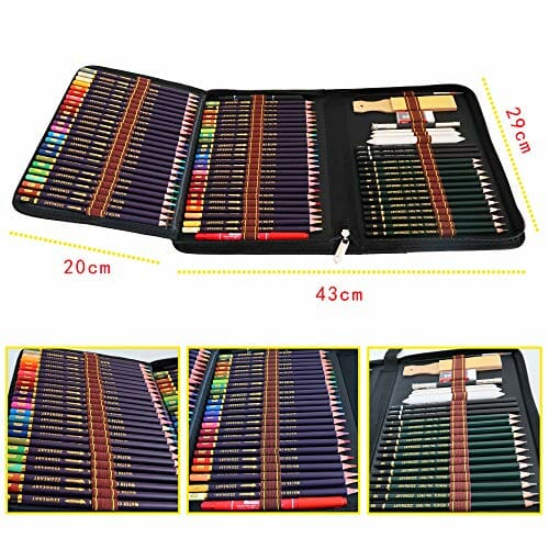 Zestaw kredek akwarelowych - 74 kolorowe kredek, piórnik, ołówki, grafitowe i węglowe - obrazek 7