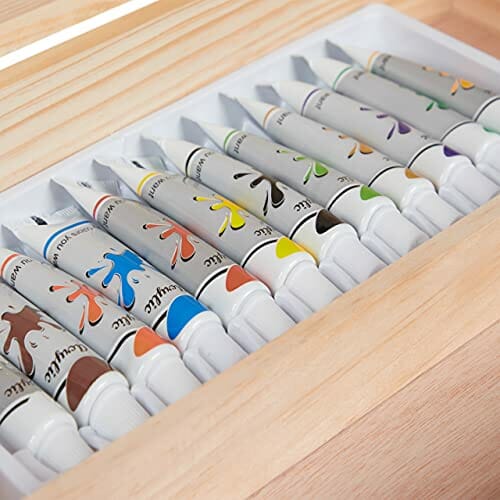 Walizka do malowania z zestawem akrylowym - 12 farb, sztaluga, płótna - obrazek 4