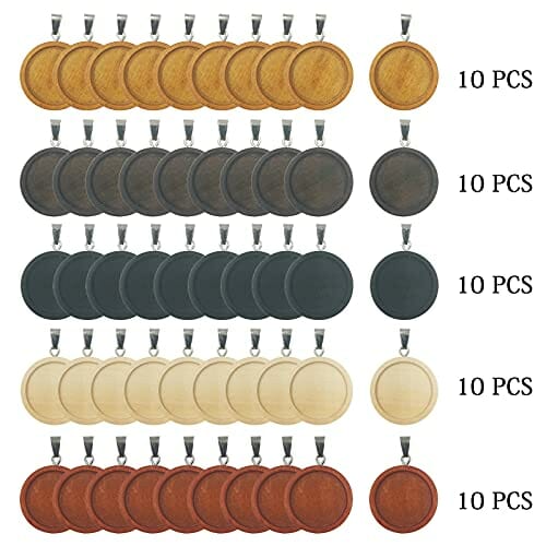 DUGIIRS 50 sztuk drewniane tace wiszące okrągły wisiorek cabochon base - obrazek 9