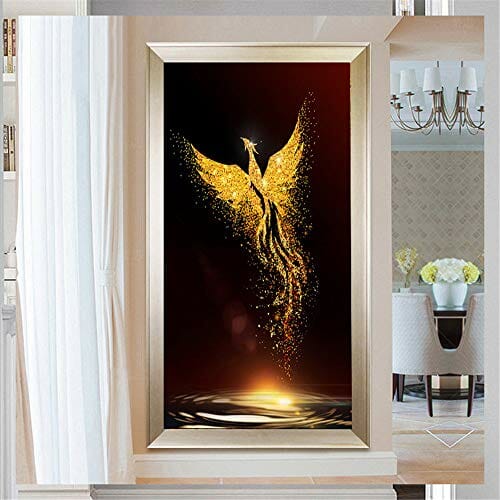 Nicole Knupfer - Zestaw do malowania diamentowego 5D, złoty feniks "zrób to sam" - Malarstwo diamentowe, haft krzyżykowy - Dekoracja ściany domu (60 x 120 cm) - obrazek 6
