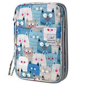 YOUSHARES Kolorowy piórnik z 192 przegródkami - Pojemny organizer na ołówki, długopisy i kredki akwarelowe Prismacolor - Długopisy żelowe dla artysty - Kot wielkofasetowy