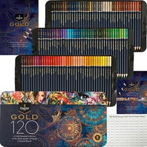Castle Art Supplies Gold Standard Zestaw 120 kredek do kolorowania, wy