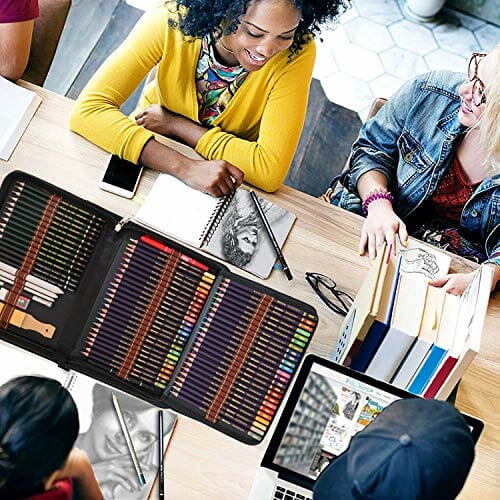 Zestaw kredek akwarelowych - 74 kolorowe kredek, piórnik, ołówki, grafitowe i węglowe - obrazek 4