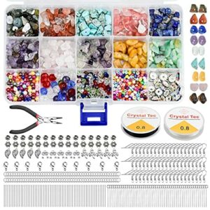 NAYU Naturalne kamienie półszlachetne z otworem DIY zestaw biżuterii z kamieniami szlachetnymi, kolczyki, wisiorki z kamieniami szlachetnymi, biżuteria do nawlekania kolczyków, naszyjników,