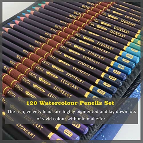 Zestaw 120 profesjonalnych kredek akwarelowych w etui na zamek błyskawiczny - obrazek 6