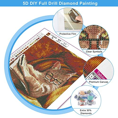DIY 5D Diamentowy Obraz dla Kota - Zestawy Haftu Krzyżykowego z Pełnymi Diamentami - obrazek 6