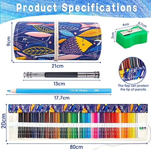 Tonsooze Zestaw 72 kredek heksagonalnych, artystycznych, ołówków z torbą premium dla dzieci i dorosłych - obrazek 8