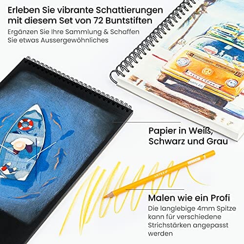Arteza Kredki do kolorowania - Profesjonalny zestaw 72 kolorów w puszce - obrazek 5