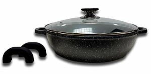Cflagrant Garnek do duszenia o wyglądzie kamienia, z pokrywką, nadaje się do wszystkich rodzajów kuchenek, również indukcyjnych bez PFOA, gotowanie bez tłuszczu, Greblon C3+, niemiecka technologia (wolnowar 28 cm)