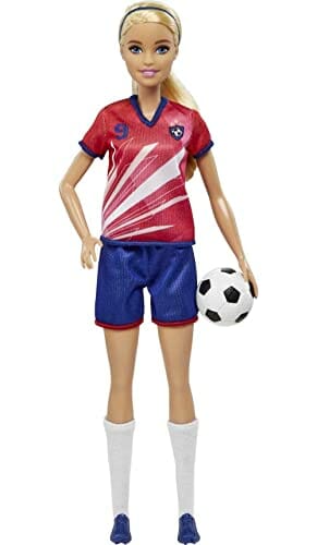 Barbie Careers Fashion Doll & Accessory, Soccer Player with Blonde Pon