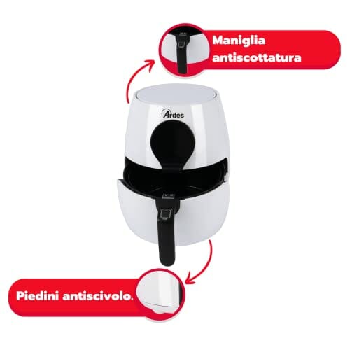 ARDES - ARAMFRY34 Heißluftfritteuse Fassungsvermögen 5 Liter Air Fryer Klein mit Touchscreen-Digitalanzeige und Timer 60 Minuten Technologie Rapid Air Modell Friggisaba Maxi - obrazek 7