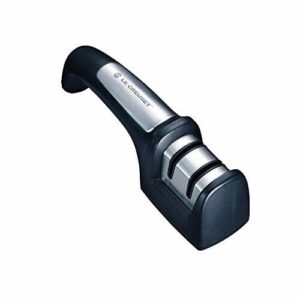 Le Creuset Ostrzałka do noży, do prostych ostrzy damasceńskich i ze stali nierdzewnej, dwa frezy szlifierskie ze stali nierdzewnej 18/8, czarna