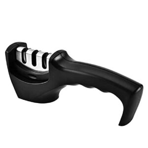 Ostrzałka do Noży 3-Stopniowa, Czarna, Stal Nierdzewna, Domowa Kuchnia